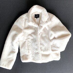 NWOT, XXS Express Off-White Faux-Fur Coat, Super Soft! Two Front Pockets